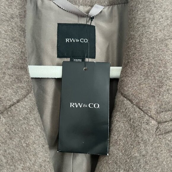 🩷 RW & CO. Women's Long Double Breasted Wool Coat - Gray/Brown. Size: XXL.(1697) - Picture 6 of 12